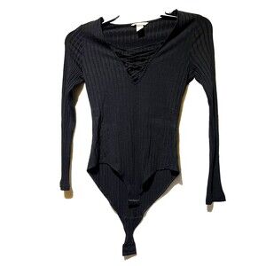 H&M Ribbed Long Sleeved Body Suit SIZE Medium